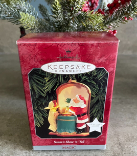 Vintage Hallmark Keepsake Christmas Ornament Santa Claus Lighted Show Tell 1998