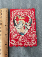 Vintage Mini Valentines Day Card Early 1900's Children Little Girl Cleaning