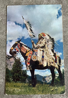 Rare Vintage 1959 Yellowstone Park Indian Chief Postcard Posted and Stamped Card