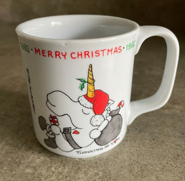 Vintage Aldon 1982 Merry Christmas Unicorn Mug Joan Berg Victor Thinking of You