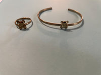 Vintage Adjustable Teddy Bear Bangle Bracelet and Ring Set