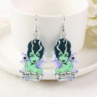 Custom Sexy Bride of Frankenstein Green Beauty Never Dies Gothic Earrings