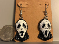 Scream Ghostface Hand Painted Halloween Horror Earrings