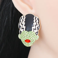 Bride Of Frankenstein Colored Rhinestone Halloween Earrings Universal Monsters