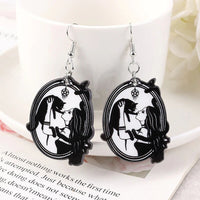 Custom Gothic Black Cat Snake & Witch Mom Wiccan Earrings Wicca Goth