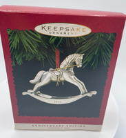 Hallmark Pewter Rocking Horse 15th Anniversary Keepsake Christmas Ornament 1995