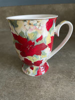 Estate Sale Elegance Red Floral Coffee Tea Mug  Poinsettias Flowers