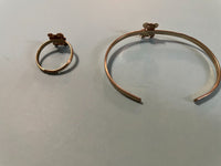 Vintage Adjustable Teddy Bear Bangle Bracelet and Ring Set