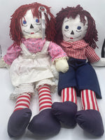 Raggedy Ann and Raggedy Andy Soft Plush Large Dolls 24” Tall 2 Feet Tall