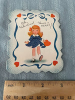 Vintage Mini A-Meri-Card Paper Valentines Day Card Early 1900's Little Girl