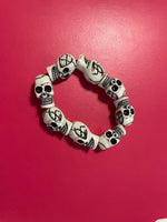 White and Black Skeleton Skull beaded Bracelet Gothic Jewelry  Horror Gift