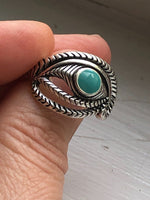 Adjustable Turquoise Eye Ring Western Style Cowboys Indian Yellowstone Gift