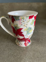 Estate Sale Elegance Red Floral Coffee Tea Mug  Poinsettias Flowers