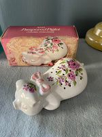 Rare Vintage Avon "Pampered Piglet" Ceramic Pomander New Unused Pig