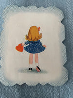 Vintage Mini A-Meri-Card Paper Valentines Day Card Early 1900's Little Girl