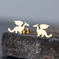 Mini Stainless Steel Gold Colored Dragon Earrings Fantasy Women Game of Thrones