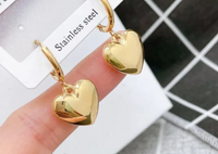 Women's Gold Stainless Steel Heart Earrings Ladies Women's Love Gift