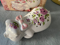 Rare Vintage Avon "Pampered Piglet" Ceramic Pomander New Unused Pig