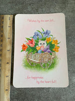 Vintage 1980's Hallmark Charmers Kitten Flower Egg Basket Happy Easter Day Card