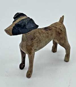 Vintage Wood Carved Fox Terrier Dog Early 20th Century Antique Figurine