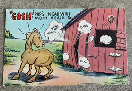 Rare Vintage Cartoon Horse Laff Gram Funny Postcard New and Unused Card