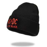 AC/DC Back in Black Knit Ski Hat Red Letters Beanie Heavy Metal 80's