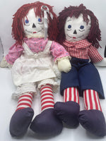 Raggedy Ann and Raggedy Andy Soft Plush Large Dolls 24” Tall 2 Feet Tall