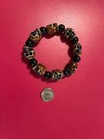 Brown and Black Skeleton Skull beaded Bracelet Gothic Jewelry Men Women Gift