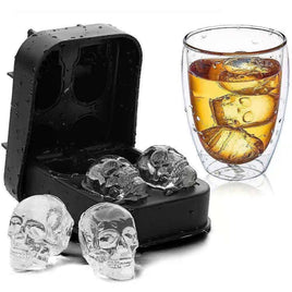 Ice Cube Tray Maker 3D Skull Silicone Ball Mold Whiskey Cocktail Gothic Horror