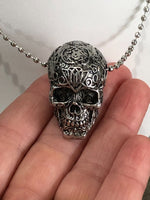 Tribal Carved Skull Skeleton Horror Necklace Charm Horror Gothic Lovers Gift