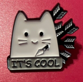 Its Cool Cat with Arrows in Back Funny Lapel Pin Fur Mom