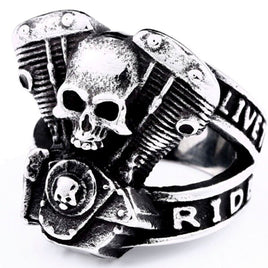 ''Love to Ride'' Skull Ring Adjustable Motorcycle Ring