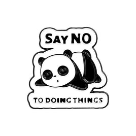 Say No to Doing Things Fat Tired Funny Panda Bear Lapel Pin Animals Pinbacks