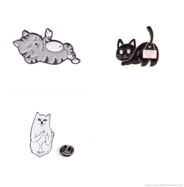 Bad Cats Lapel Pin Set Kiss My Butt Flipping the Bird Kitty Pinbacks Funny