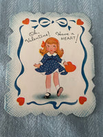 Vintage Mini A-Meri-Card Paper Valentines Day Card Early 1900's Little Girl