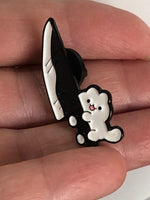 Tiny Kitten with Big Knife Funny Cat Mom Pin Horror Killer Kitty