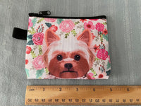 Women's Zippered Terrier Flowers Wallet Cute Purse Dog Mom Fur Mom Gift