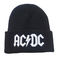 AC/DC Knit Ski Hat Beanie Black and White Heavy Metal 80's Rock Lovers Gift