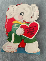 Vintage Elephant A-Meri-Card Valentines Day Card Early 1900's Die Cut Out