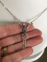 Hanging Skeleton Necklace Gothic Jewelry Skull Horror Gift Rotting Prisoner