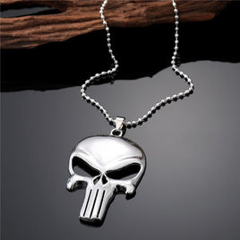 Punisher Silver Metal Skull Emblem Pendant Necklace Key Chain Rear View Mirror