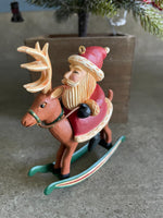 Vintage Hallmark Keepsake Christmas Ornament Santa Claus Rocking Reindeer 2001