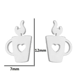 Coffee Love Mini Stud Earrings Starbucks Lovers Gift