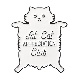 White Fat Cat Appreciation Club Funny Lapel Pin Fur Mom Lady