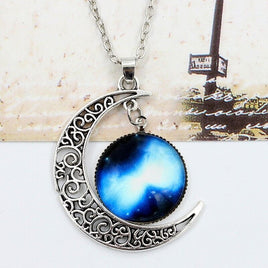 Starry Sky Moon Necklace and Pendant Horoscope Wiccan Jewelry Lovers Gift