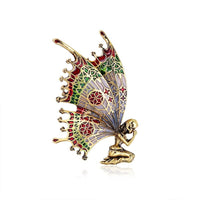 Magical Kneeling Fairy Large Wings Brooch Lapel Pin Fantasy Lovers Valentines