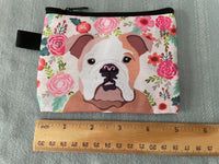 Women's Zippered Bulldog Flowers Wallet Cute Purse Dog Mom Fur Mom Gift