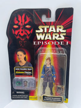 Star Wars Padme Naberrie Pod Action Figure Episode 1 CommTech Amidala .00 Card