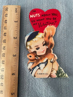 Vintage Squirrel & Boy Nuts Valentines Day Card Early 1900's Die Cut A-Meri-Card