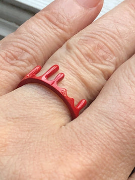 Adjustable Red Blood Dripping Metal Ring Vampire Dracula Horror Lovers Gift